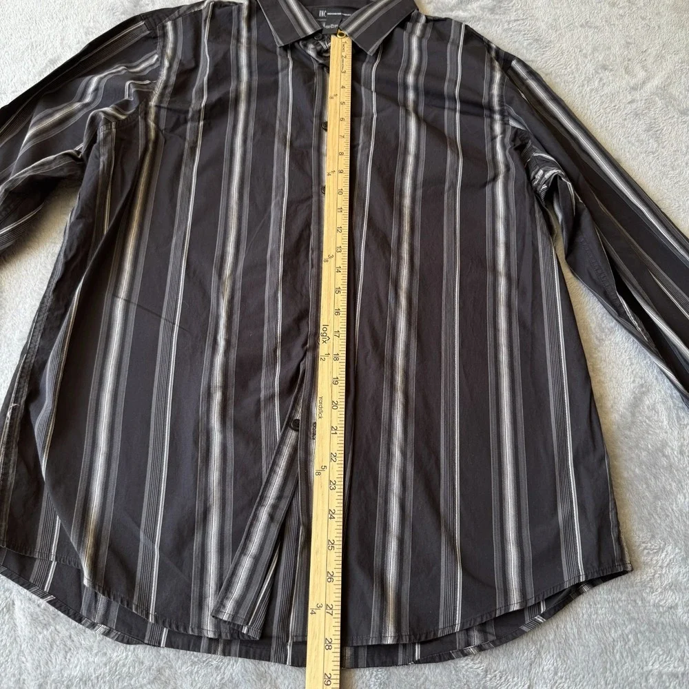 I.N.C International Concepts Shirt Men XL Black Cotton Striped Classic Button-Up - Picture 6 of 9